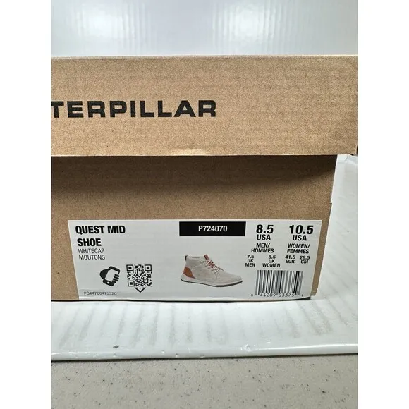 Size 8.5 Men’s Caterpillar CAT Quest Mid Whitecap Moutons Shoe P724070 NEW