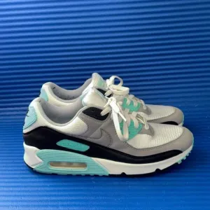 Size 9.5- Men’s Nike Air Max 90 Hyper Turquoise Shoes CD0881-100 White Grey 2020