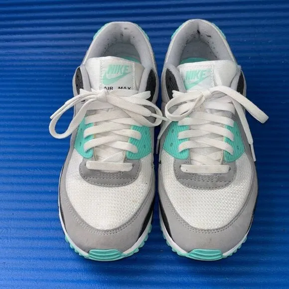Size 9.5- Men’s Nike Air Max 90 Hyper Turquoise Shoes CD0881-100 White Grey 2020