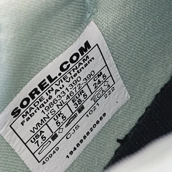 Sorel Explorer Blitz Stride Lace Up Light Green Sneakers Bolt Print 7.5