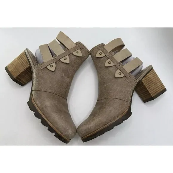 Sorel Women’s Addington Ankle Open Strap Chunky Heel Booties Size 8.5