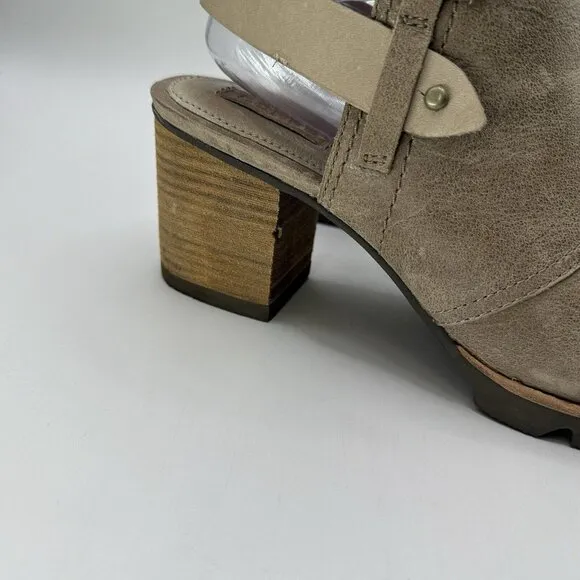 Sorel Women’s Addington Ankle Open Strap Chunky Heel Booties Size 8.5