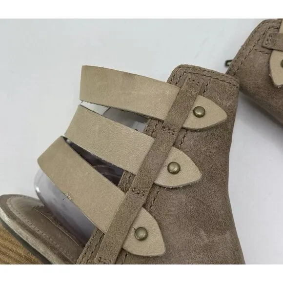 Sorel Women’s Addington Ankle Open Strap Chunky Heel Booties Size 8.5