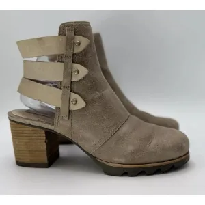Sorel Women’s Addington Ankle Open Strap Chunky Heel Booties Size 8.5