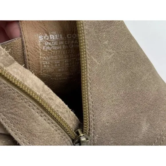 Sorel Women’s Addington Ankle Open Strap Chunky Heel Booties Size 8.5
