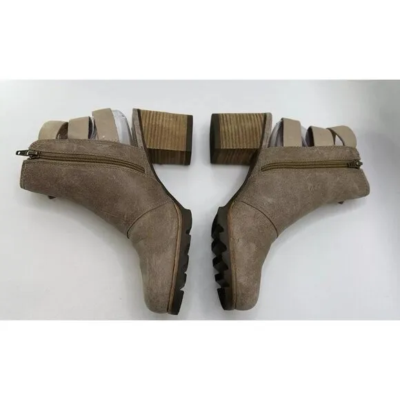 Sorel Women’s Addington Ankle Open Strap Chunky Heel Booties Size 8.5