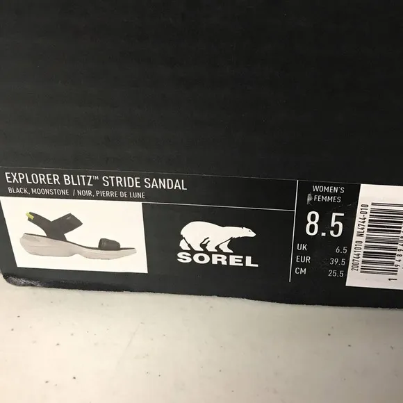 Sorel Women’s Size 8.5 Explorer Blitz Stride Sandals, Black