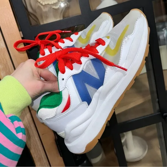 Staud x New Balance 57/40 sneakers unisex lace up shoes green blue red orange