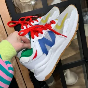Staud x New Balance 57/40 sneakers unisex lace up shoes green blue red orange