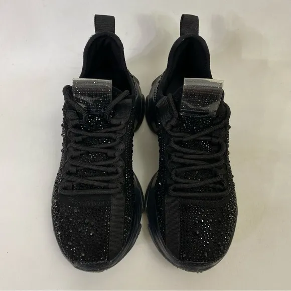 STEVE MADDEN Maxima Rhinestone Black Trainers Sneakers Women’s Shoes 6 M Low Top