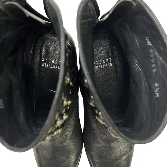 Stuart Weitzman City Slicker Studded Western Leather Ankle Boots Womens Size 6.5