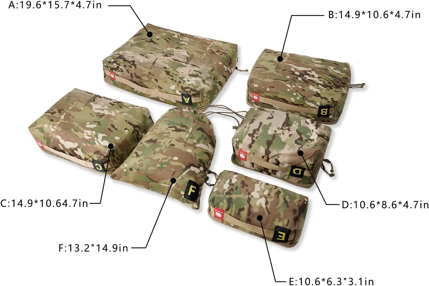 Tactical Packing Cubes 6-PACKS,Ykk Zipper,Military Standard