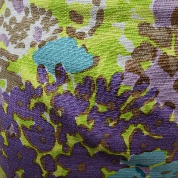 Talbots lavender neon watercolor floral canvas cotton a-line skirt size 8