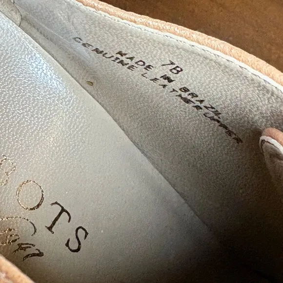 Talbots women’s Leather lace up taupe tan oxfords heel booties NWOT size 7B