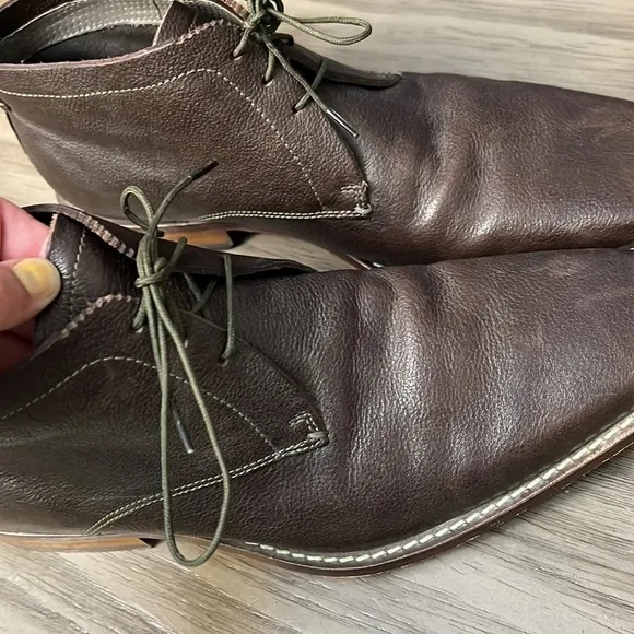 TED BAKER BROWN LEATHER LACE UP SQUARE TOE BOOTS 9