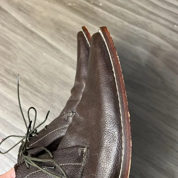 TED BAKER BROWN LEATHER LACE UP SQUARE TOE BOOTS 9