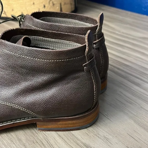 TED BAKER BROWN LEATHER LACE UP SQUARE TOE BOOTS 9