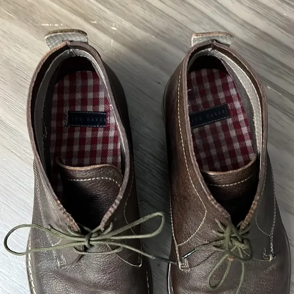 TED BAKER BROWN LEATHER LACE UP SQUARE TOE BOOTS 9