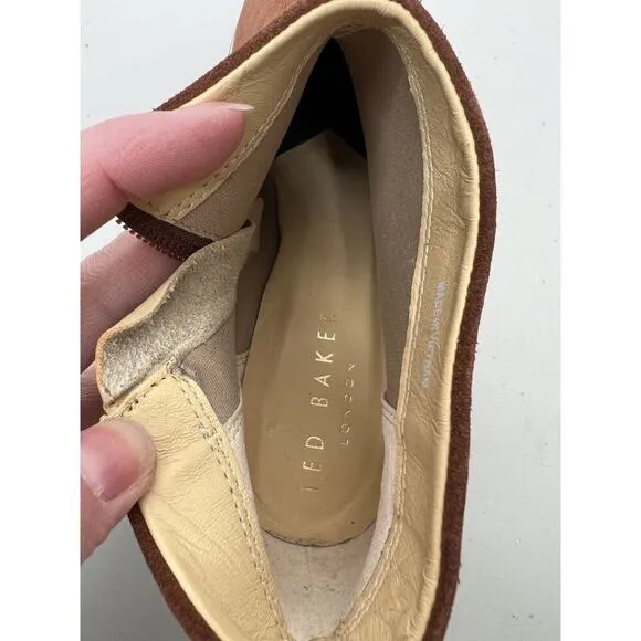 Ted Baker London Hiara Leather Brown Bootie Shoes Size 37.5/7