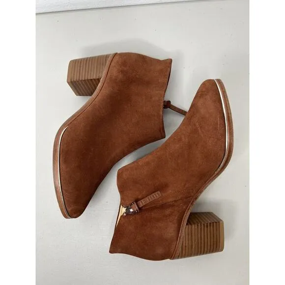 Ted Baker London Hiara Leather Brown Bootie Shoes Size 37.5/7