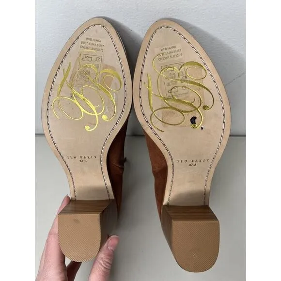 Ted Baker London Hiara Leather Brown Bootie Shoes Size 37.5/7