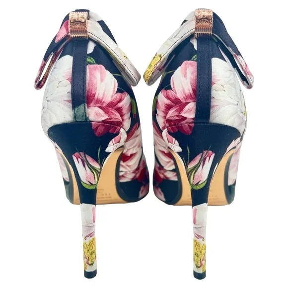 Ted Baker London | Women 38.5 | Black Livliap Floral Printed Court Heel Shoes‎