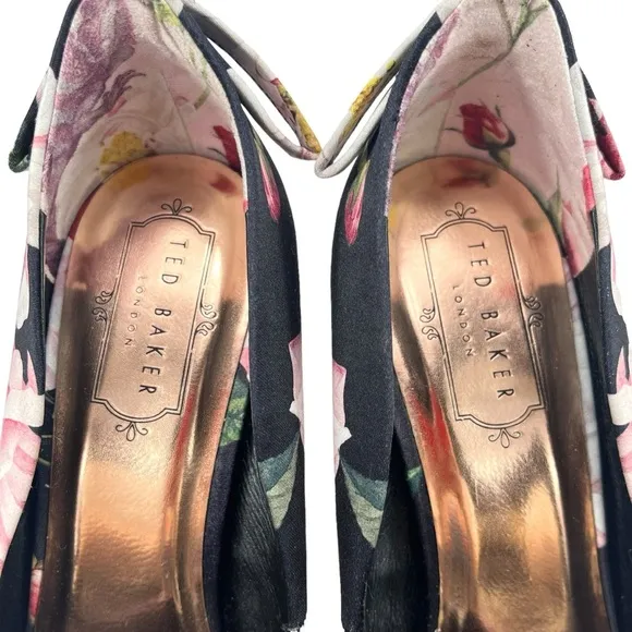 Ted Baker London | Women 38.5 | Black Livliap Floral Printed Court Heel Shoes‎