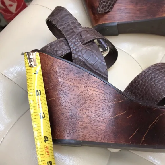 Theory Sabrina wood platform sandal, leather size 8-8.5