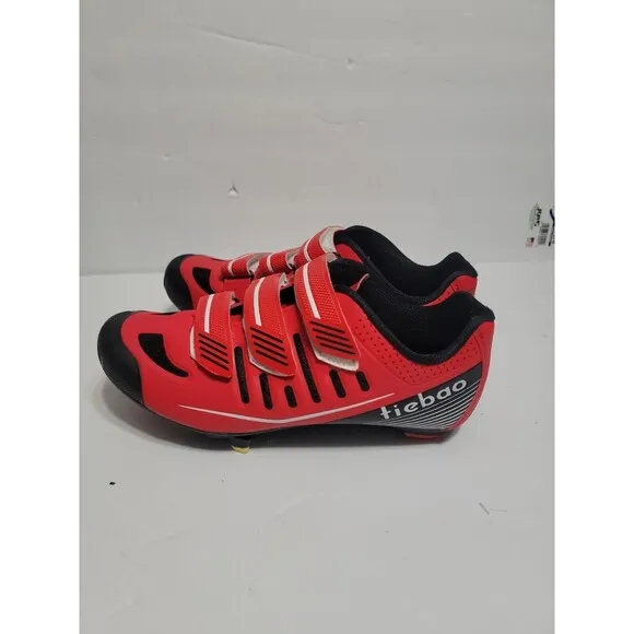 Tiebao Road Cycling Ciclismo Shoes Lock Pedal Cleated Durable RED US 10/EU 43