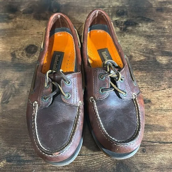 Timberland dark brown boat shoes size 9w/7m
