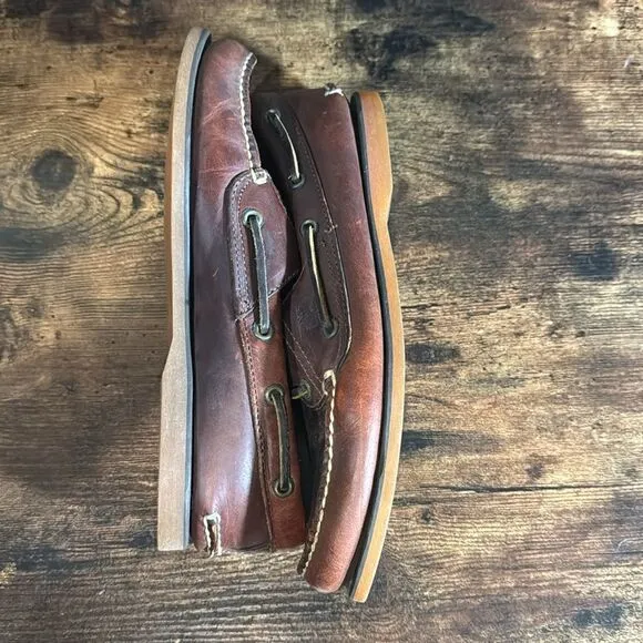 Timberland dark brown boat shoes size 9w/7m