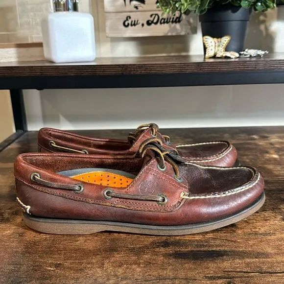 Timberland dark brown boat shoes size 9w/7m