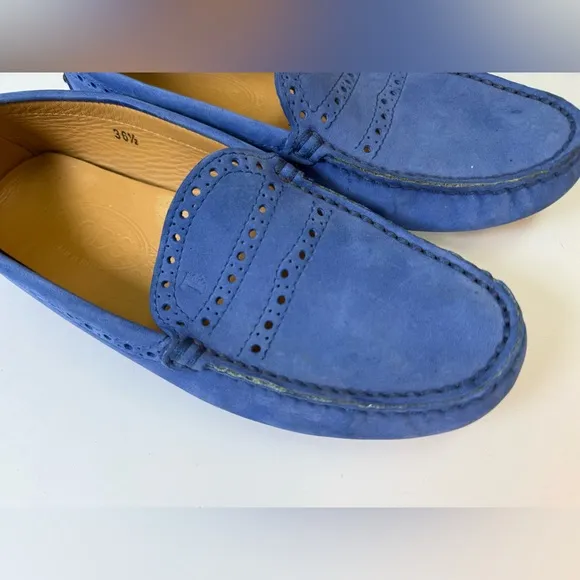 TOD’s Blue Suede Women’s Driving Loafer Shoes EU size 36.5 US size 6.5