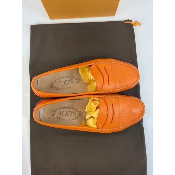 TOD’S Gommini Mocassino Orange Size 35.5 Women’s Box &amp; Dust Bag