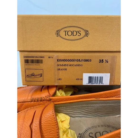 TOD’S Gommini Mocassino Orange Size 35.5 Women’s Box &amp; Dust Bag
