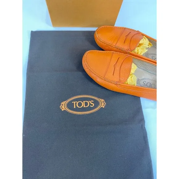 TOD’S Gommini Mocassino Orange Size 35.5 Women’s Box &amp; Dust Bag