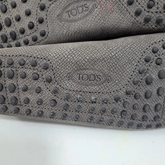 Tod's Gray Gommina Leather Moccasins Driving Shoes Men's Size 7.5  120624-2722