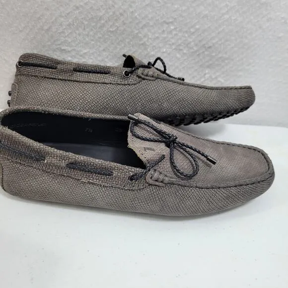 Tod's Gray Gommina Leather Moccasins Driving Shoes Men's Size 7.5  120624-2722