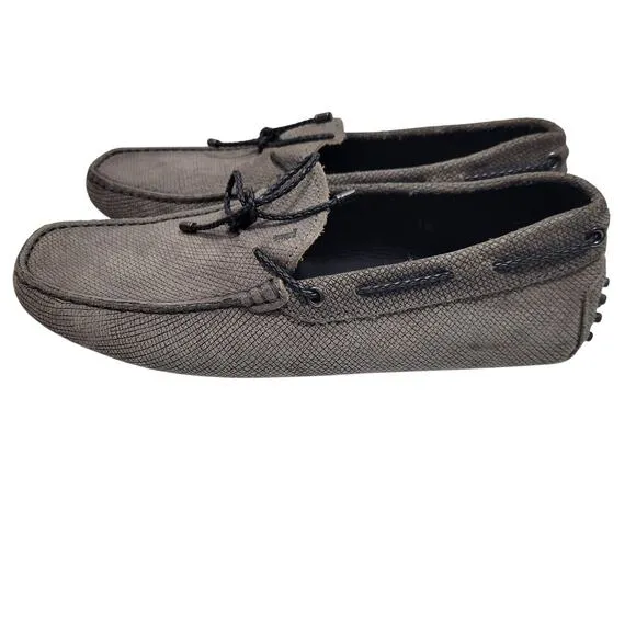Tod's Gray Gommina Leather Moccasins Driving Shoes Men's Size 7.5  120624-2722