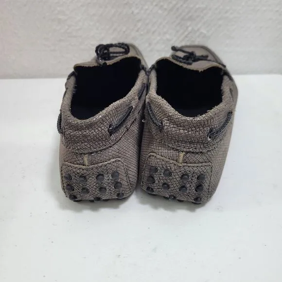 Tod's Gray Gommina Leather Moccasins Driving Shoes Men's Size 7.5  120624-2722