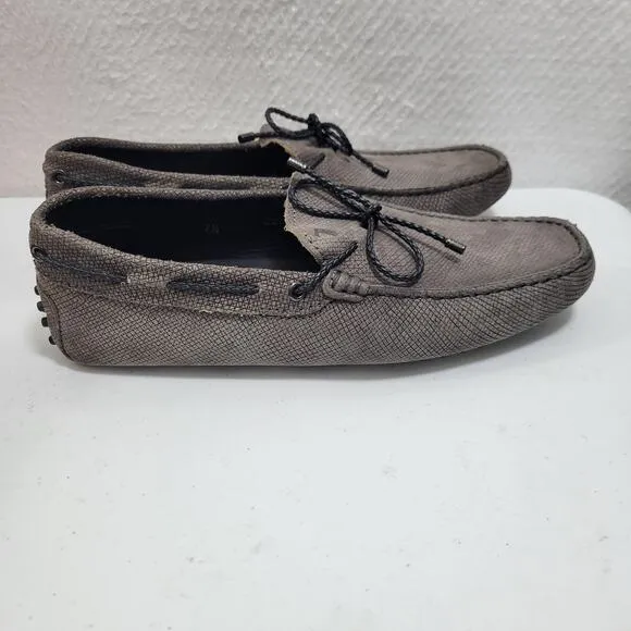 Tod's Gray Gommina Leather Moccasins Driving Shoes Men's Size 7.5  120624-2722