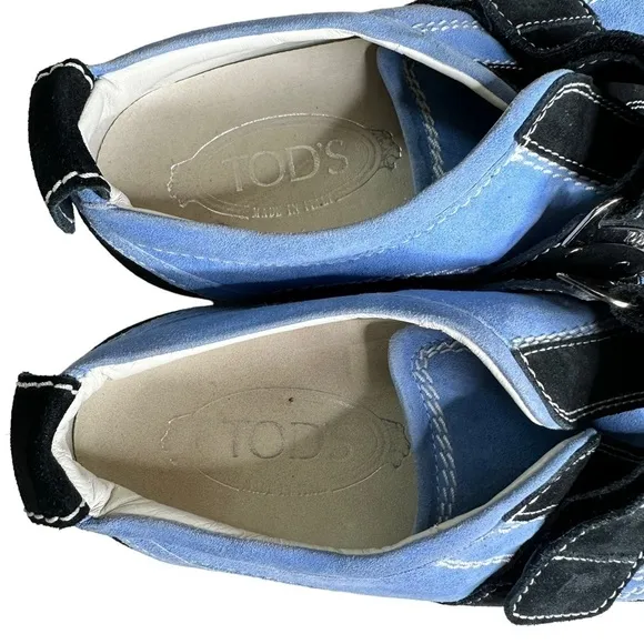 Tod’s Women’s  Blue Suede Sneaker Shoes. Size 38 1/2