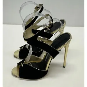 TOM FORD Black &amp; Gold Platino Women’s Shoes Heels Size 41