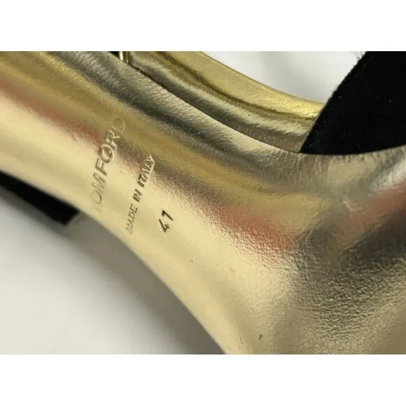 TOM FORD Black &amp; Gold Platino Women’s Shoes Heels Size 41
