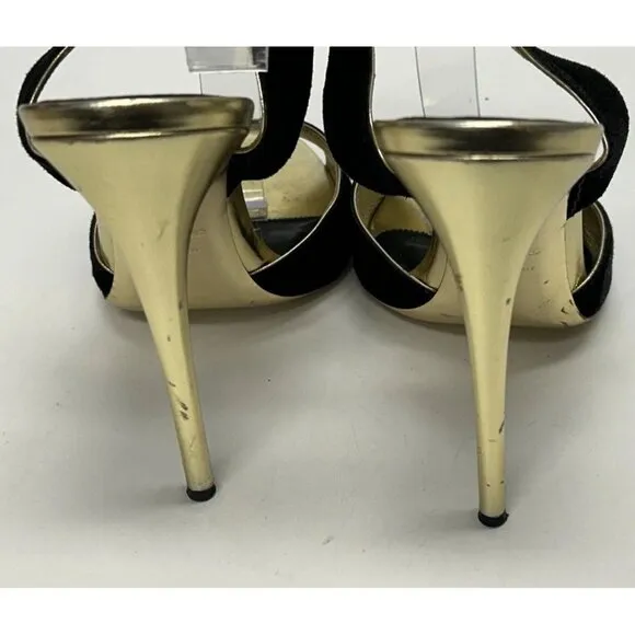TOM FORD Black &amp; Gold Platino Women’s Shoes Heels Size 41