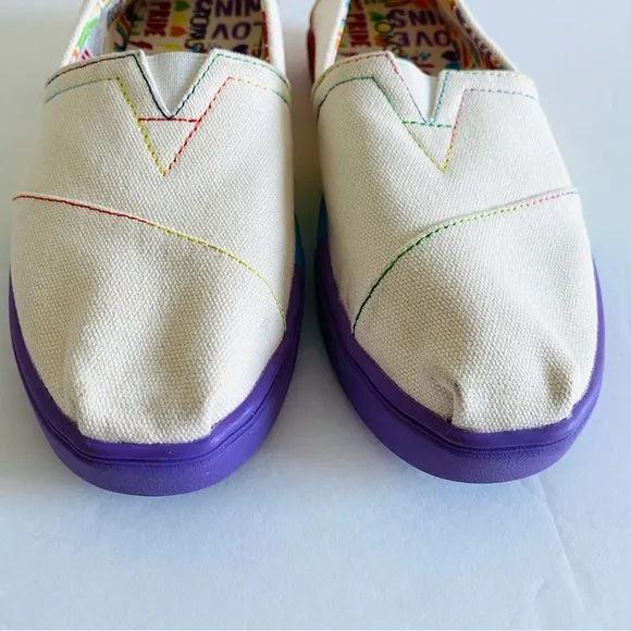 TOMS Alpargata Cupsole Unity Love Wins Slip On Canvas Shoes Women's Sz 5.5 White