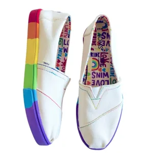 TOMS Alpargata Cupsole Unity Love Wins Slip On Canvas Shoes Women's Sz 5.5 White