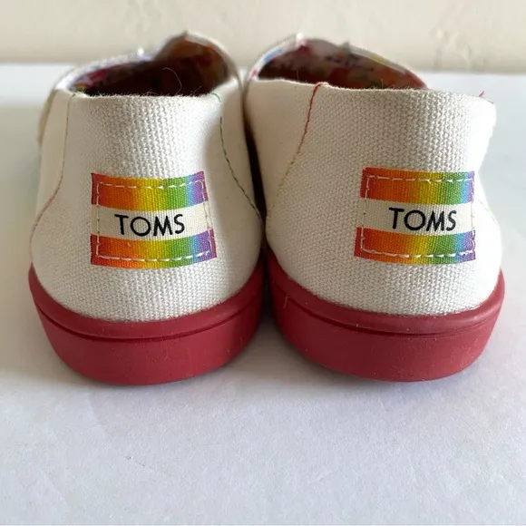 TOMS Alpargata Cupsole Unity Love Wins Slip On Canvas Shoes Women's Sz 5.5 White