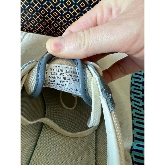 Tory Burch Sawtooth Logo Ivory Blue Low Top Sneaker Trainer Shoes 7.5