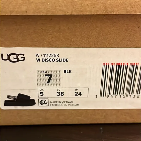 Ugg Australia Disco slides sandals shoes black new 1112258 Women’s size 7